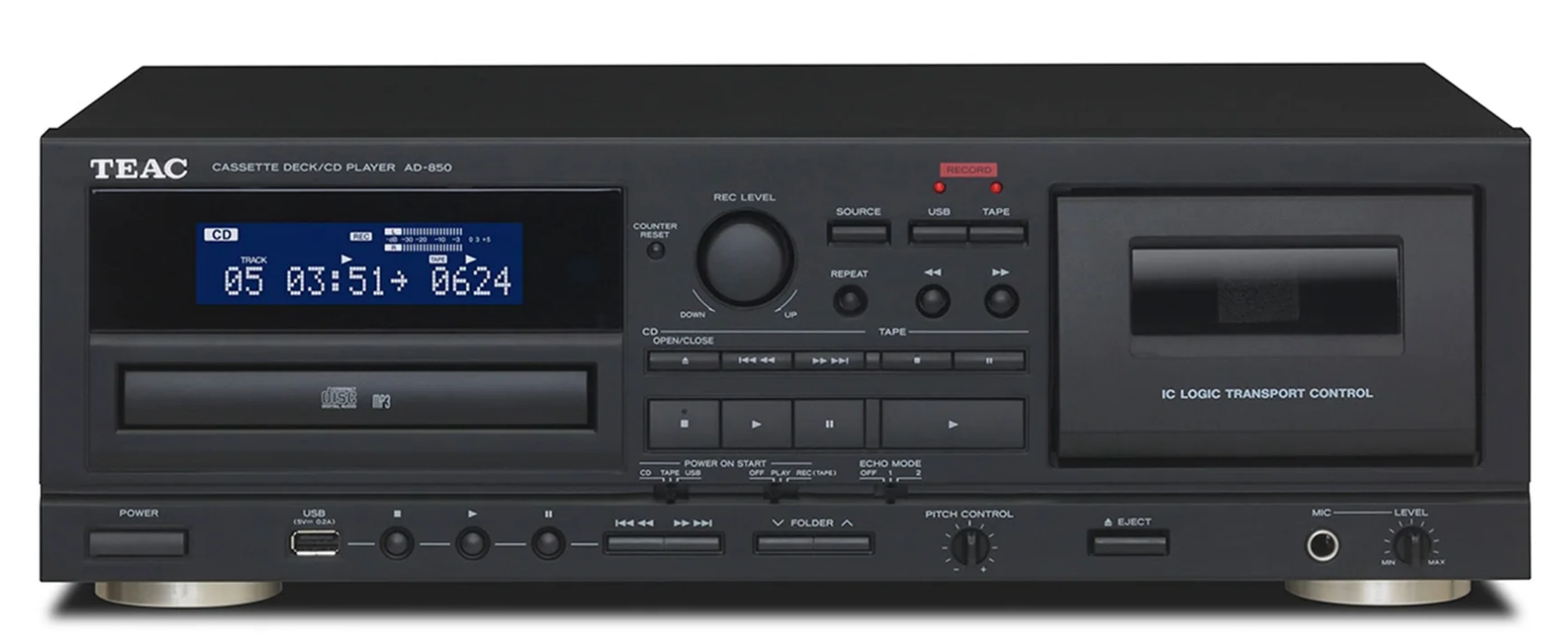 TEAC AD-850-SE Cassette Deck CD Player - Black
