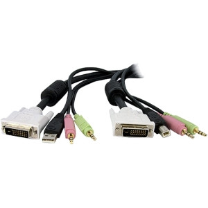StarTech.com 15ft 4-in-1 USB Dual Link DVI-D KVM Switch Cable w/ Audio & Microphone