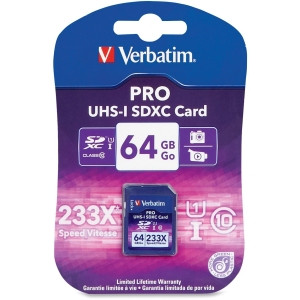 Verbatim 64GB 233X Pro SDXC Memory Card, UHS-1 Class 10