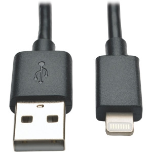 Tripp Lite USB Sync/Charge Cable with Lightning Connector - Black, 10-in