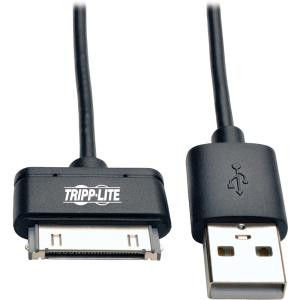 Tripp Lite USB Sync/Charge Cable with Apple 30-Pin Dock Connector, Black, 10 in. (.24 m)