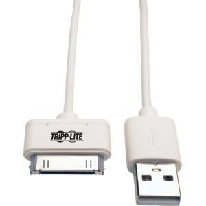 Tripp Lite USB Sync/Charge Cable with Apple 30-Pin Dock Connector, White, 3 ft. (1 m)